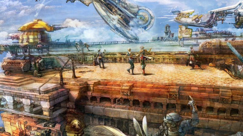 airship battle on a floating platform
