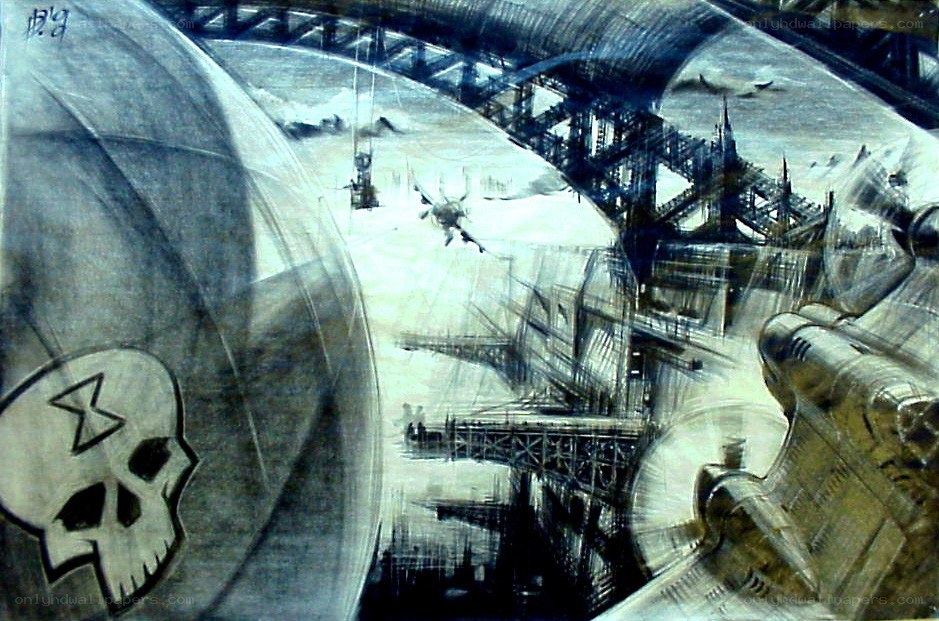 airship battle over city