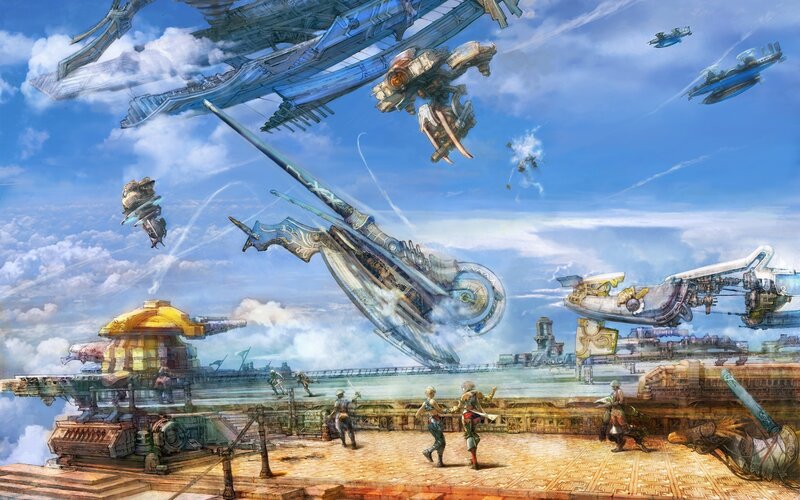Airship Battle Scene — Blue