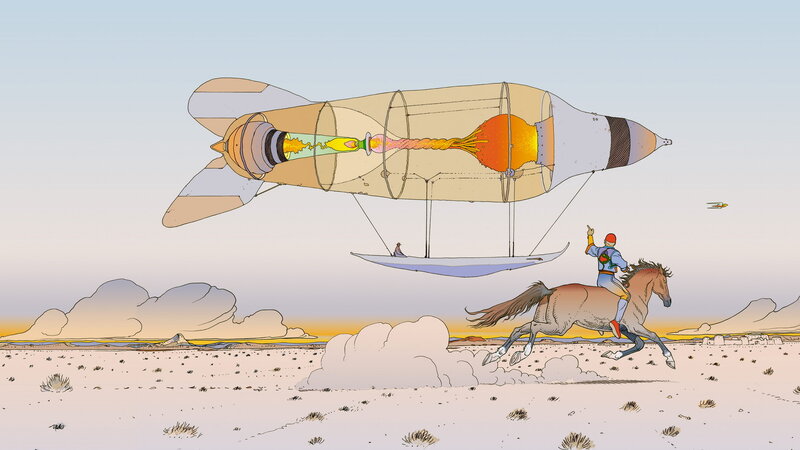 airship chase in desert