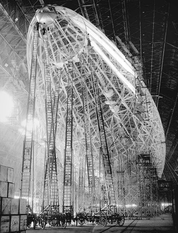 Airship construction in hangar