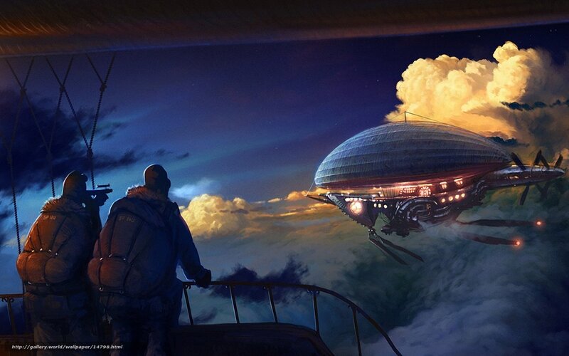 Airship encounter at dusk