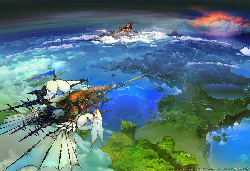 Airship Flying over Clouds — Blue
