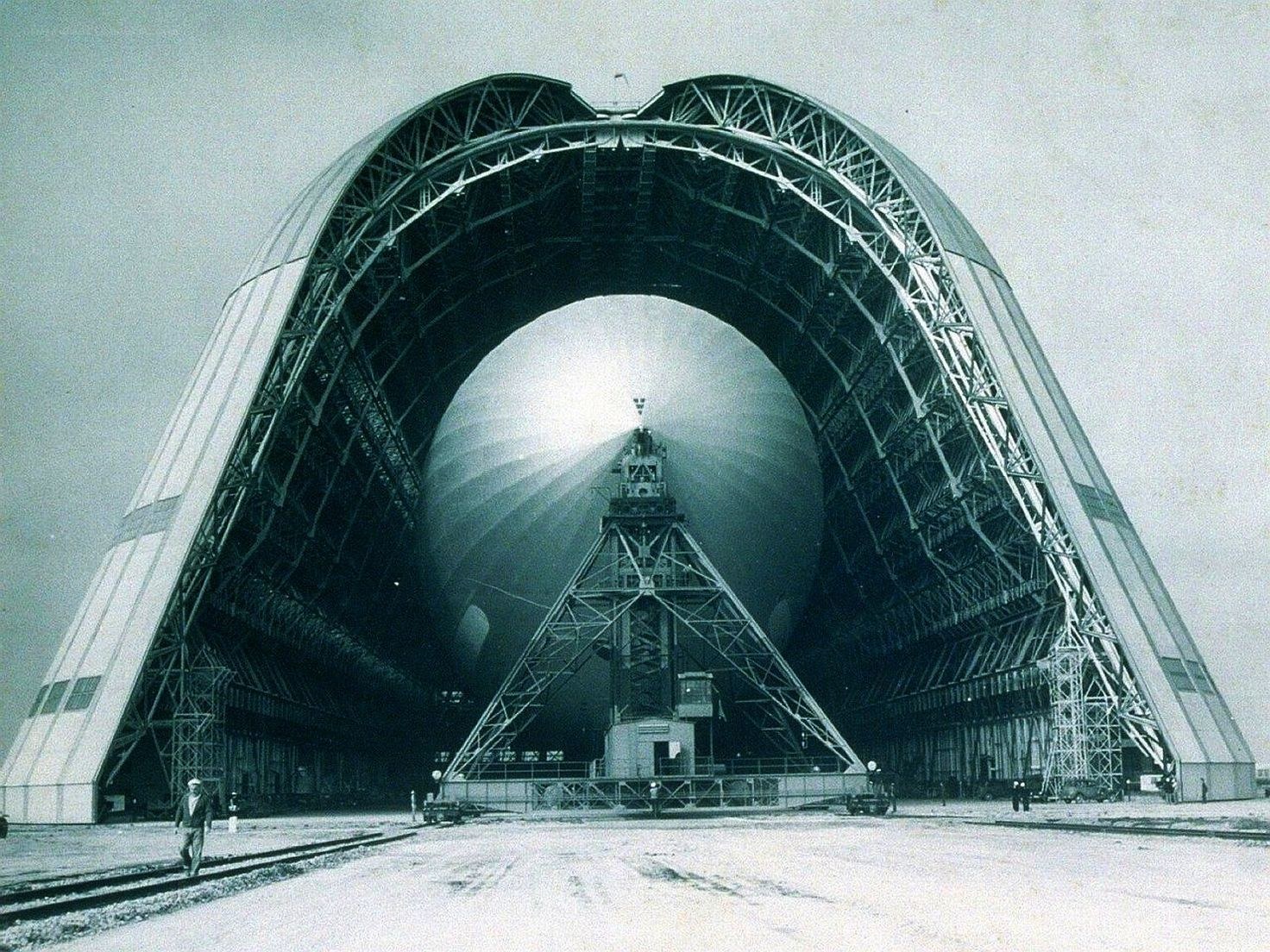 Airship in a hangar
