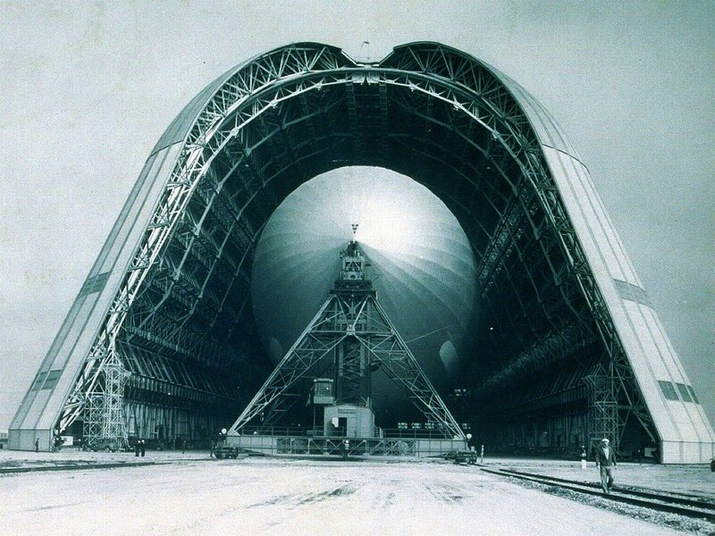 Airship in a hangar