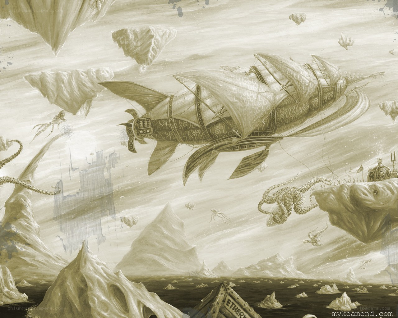 Airship in a surreal sky