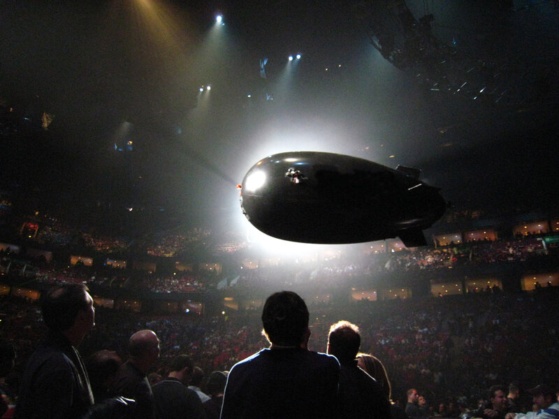 Airship in arena crowd