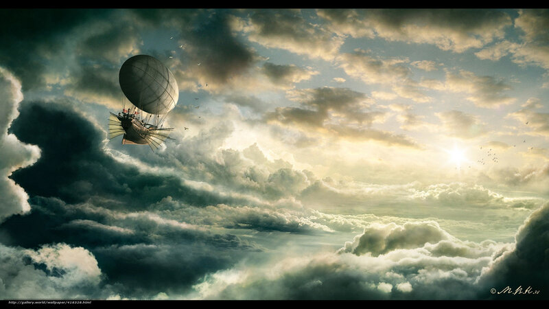 Airship in Clouds — Gray, Dramatic, Sunset