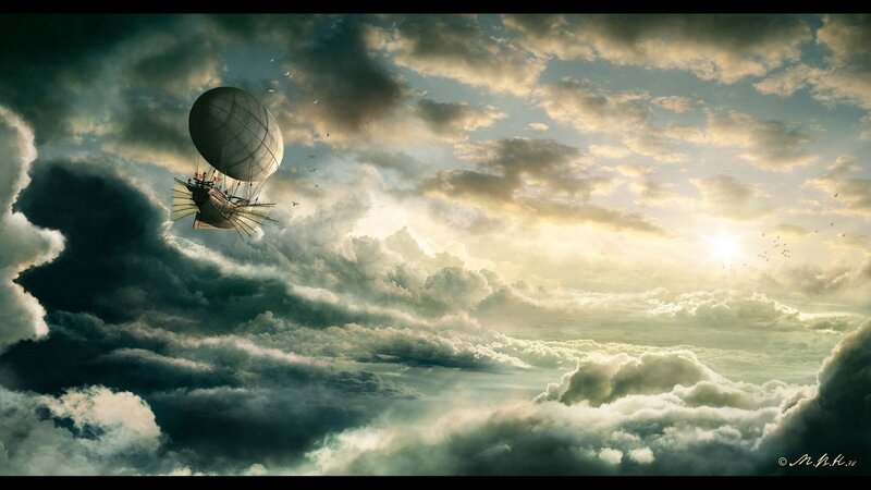 Airship in Clouds — Gray, Dramatic