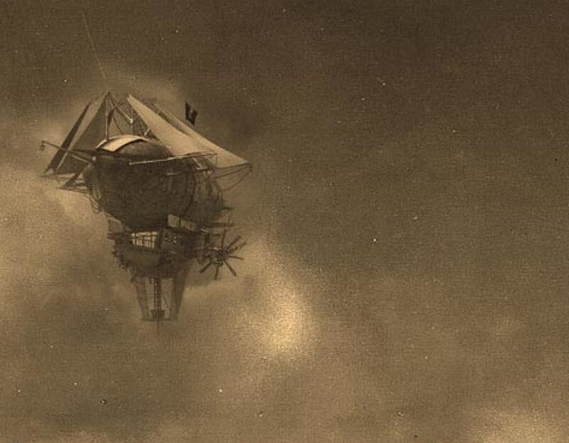 airship in cloudy sky