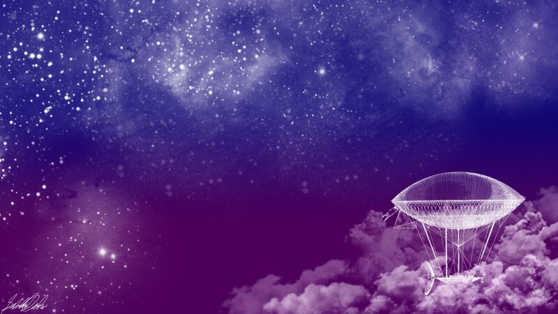 Airship in Purple Sky — Dreamy