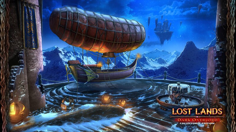 Airship in Snowy Courtyard