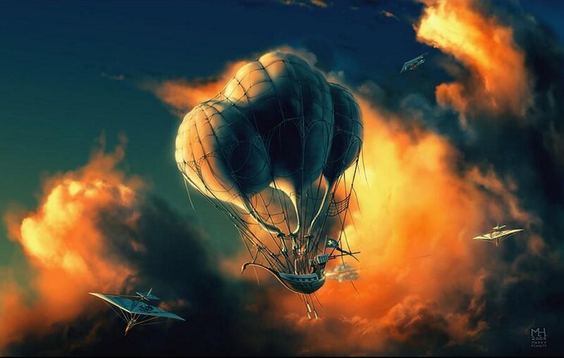 Airship in Stormy Sky — Orange