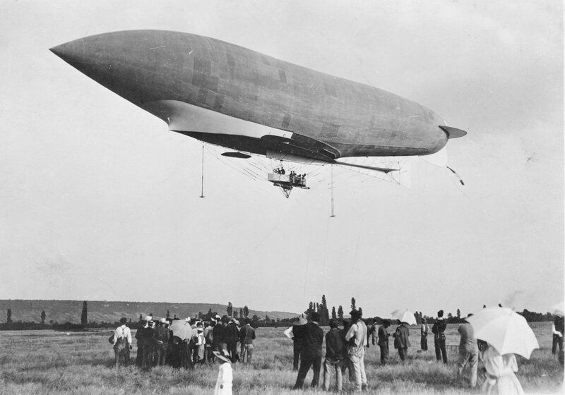 Airship over a crowd
