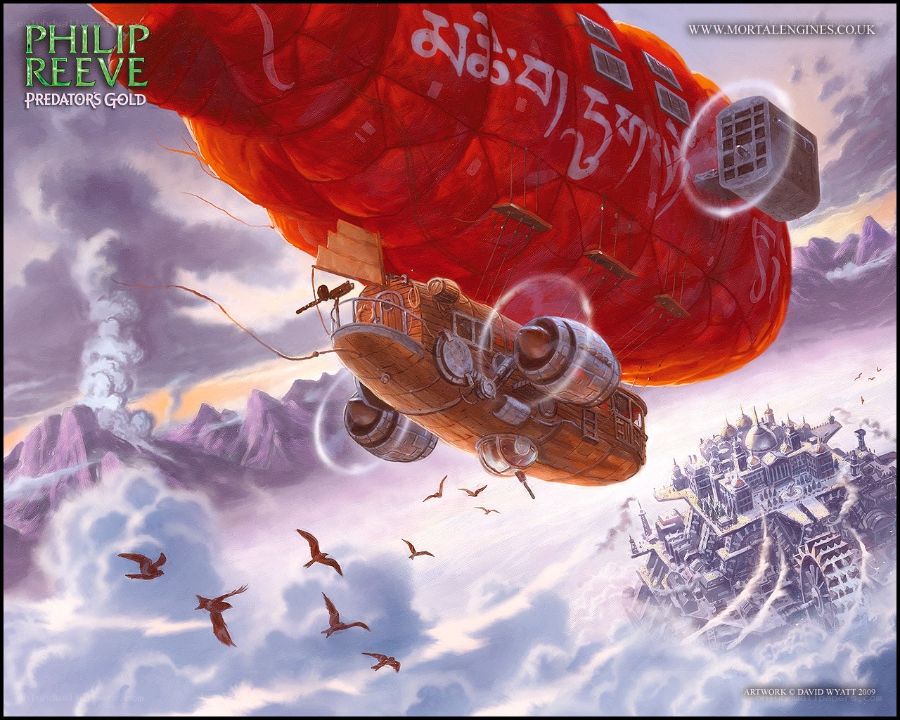 Airship over a floating city