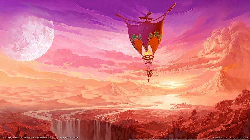 airship over alien landscape
