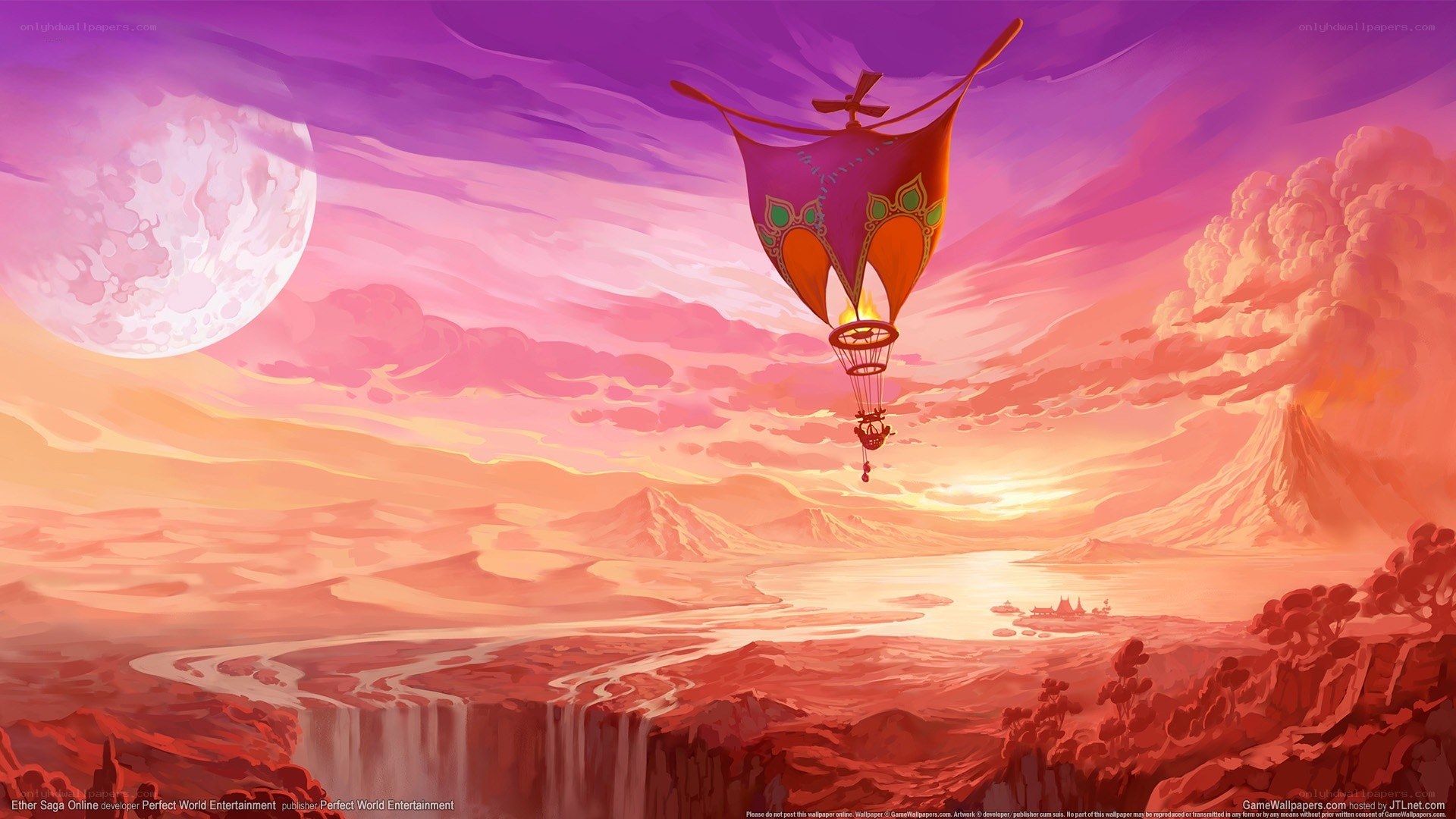 airship over alien landscape
