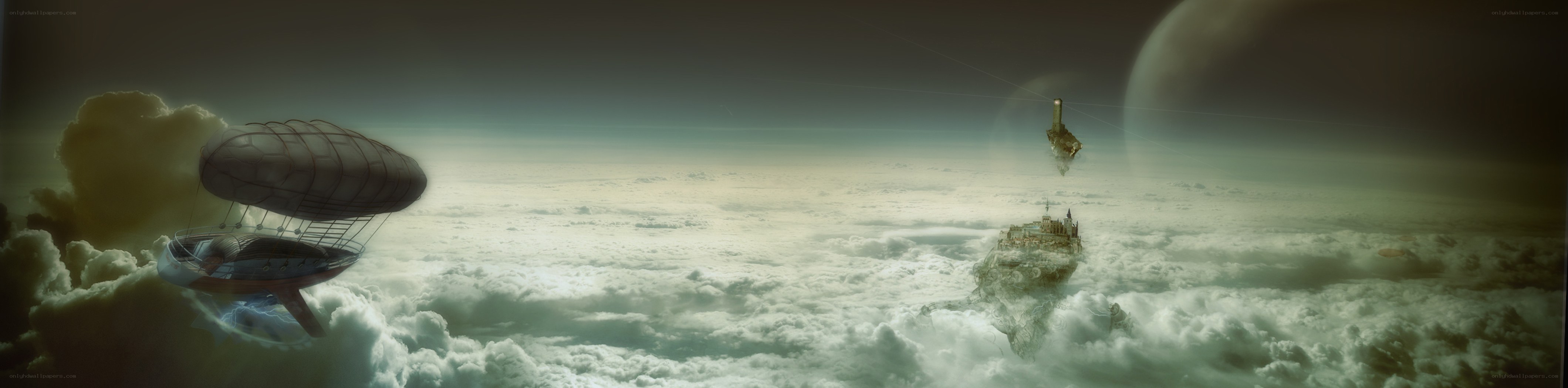 airship over cloud city