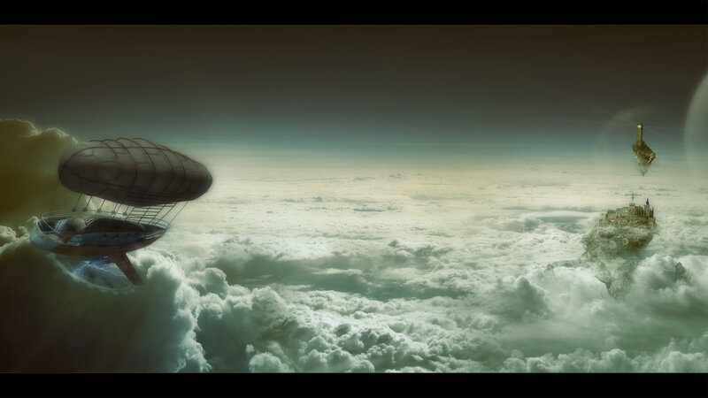 Airship over clouds