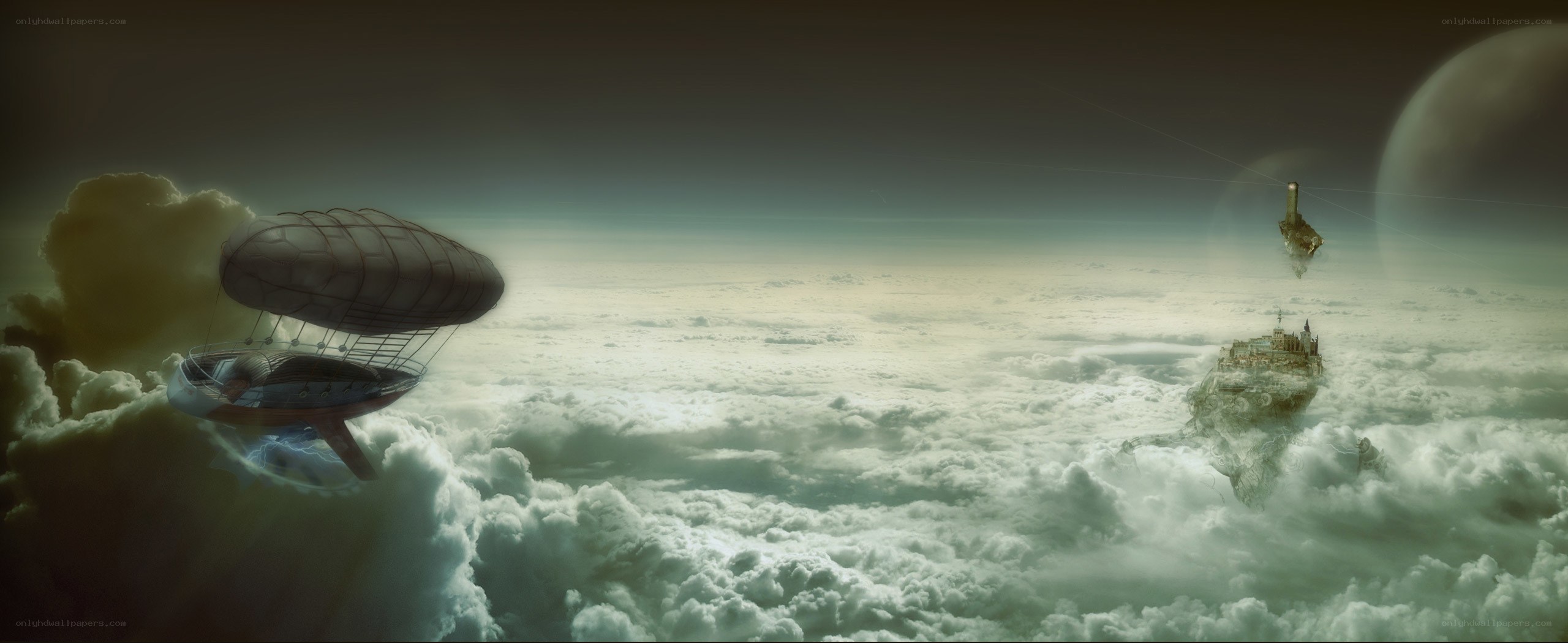airship over clouds