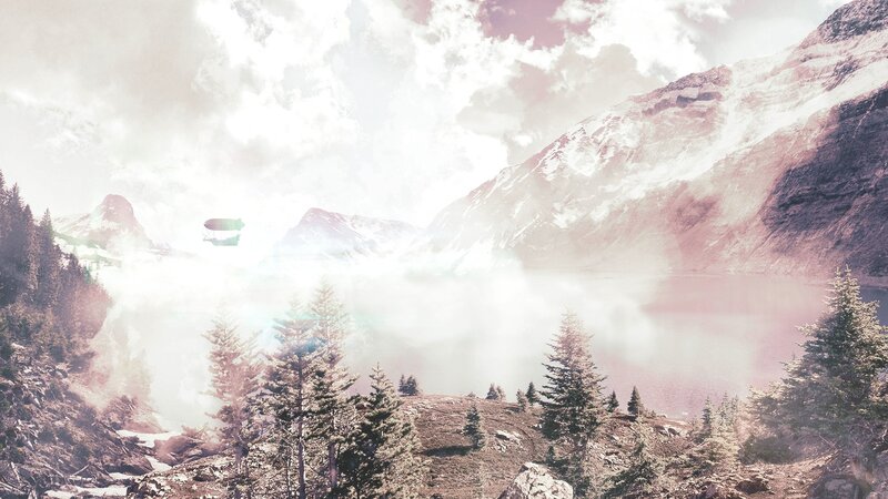 Airship over Mountain Lake