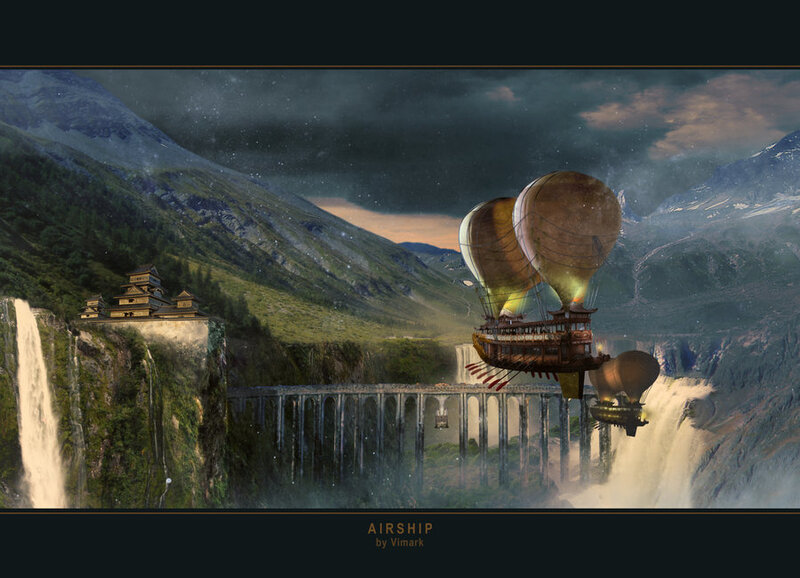 Airship over Mountains