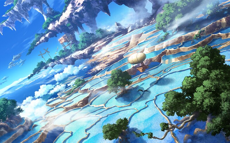 Airship over Terraced Fields