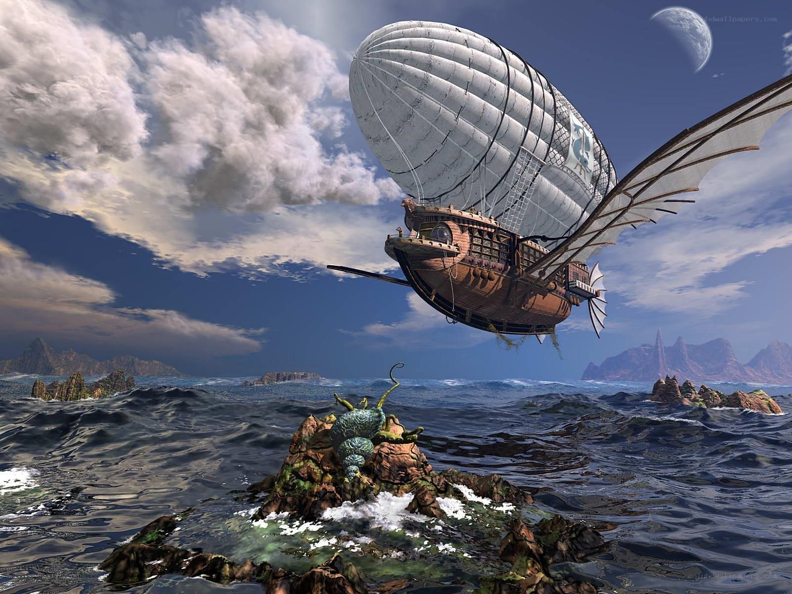 Airship over the sea