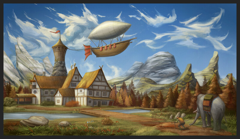 Airship over Village