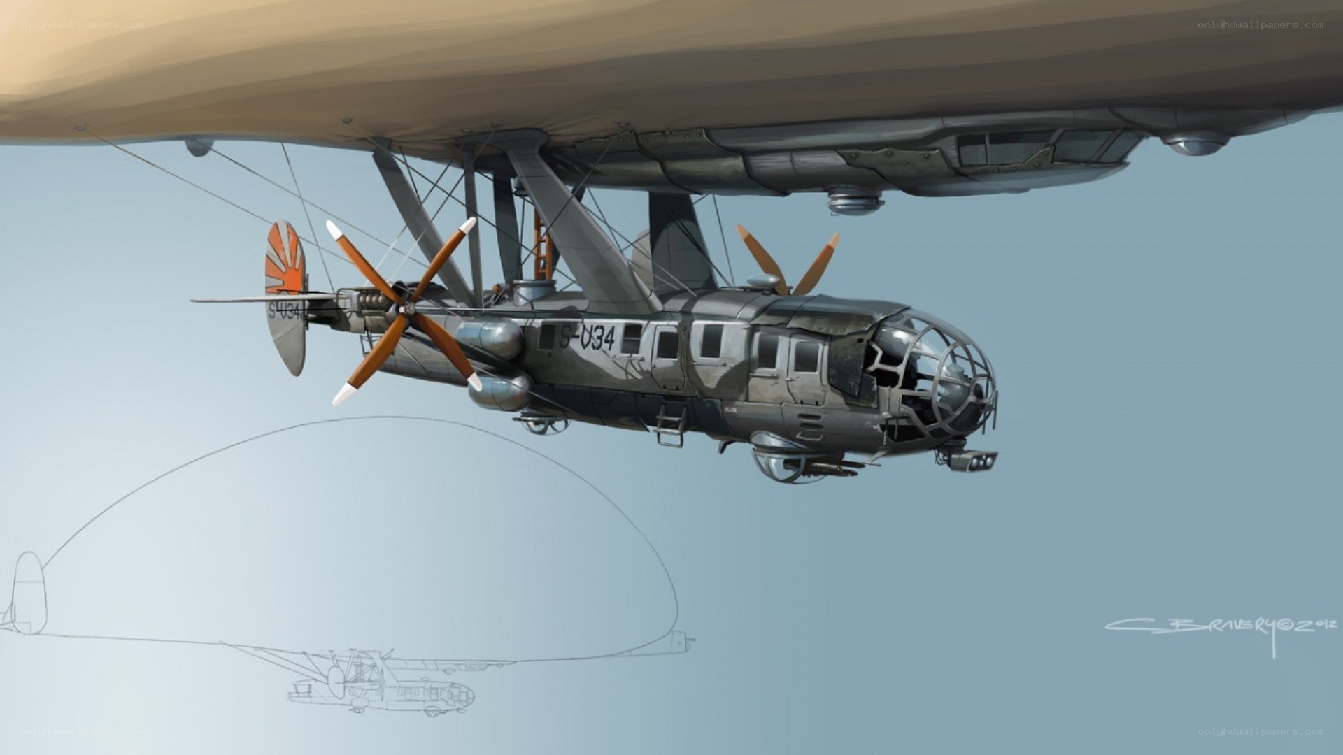 airship with attached aircraft