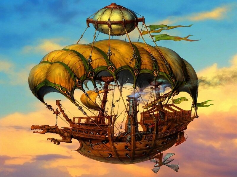 Airship with Dragon Figurehead