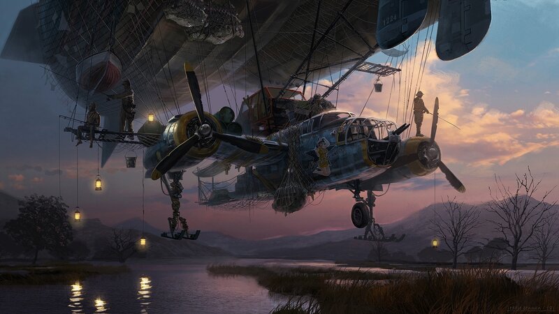 Airship with Plane