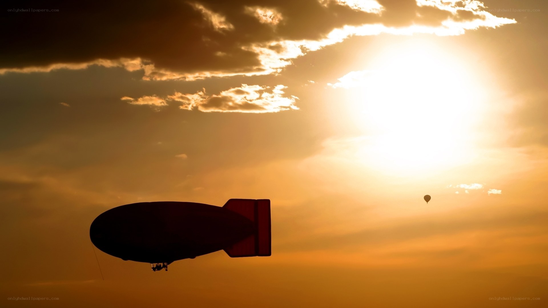 Airships at sunset