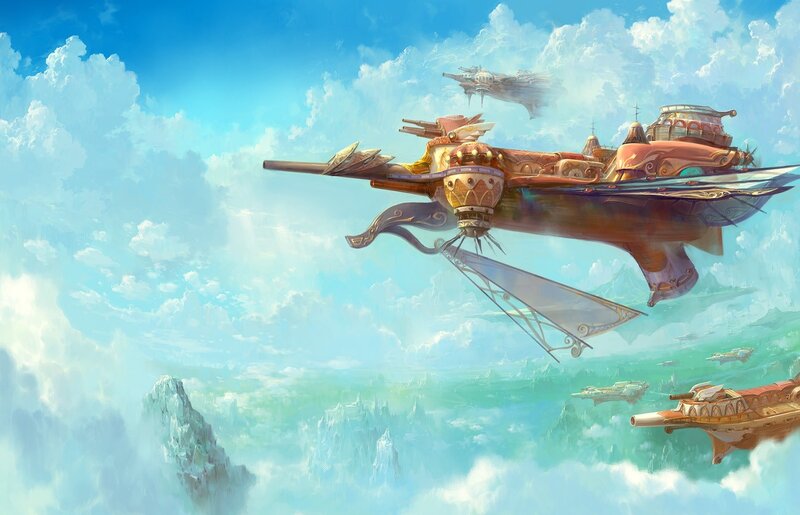 Airships in Sky — Blue