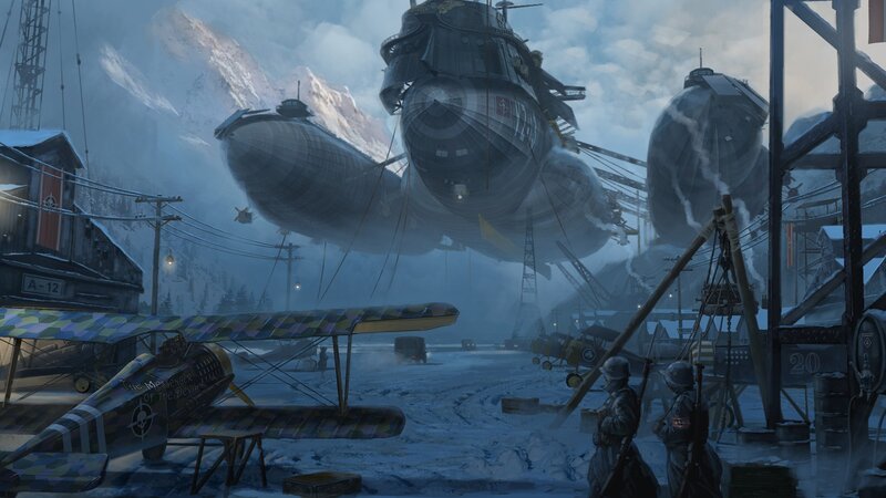 Airships in Snowy Base