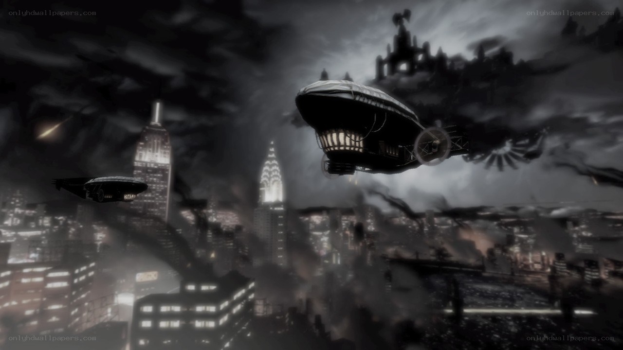 airships over a dark city