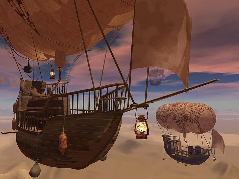 Airships over a desert