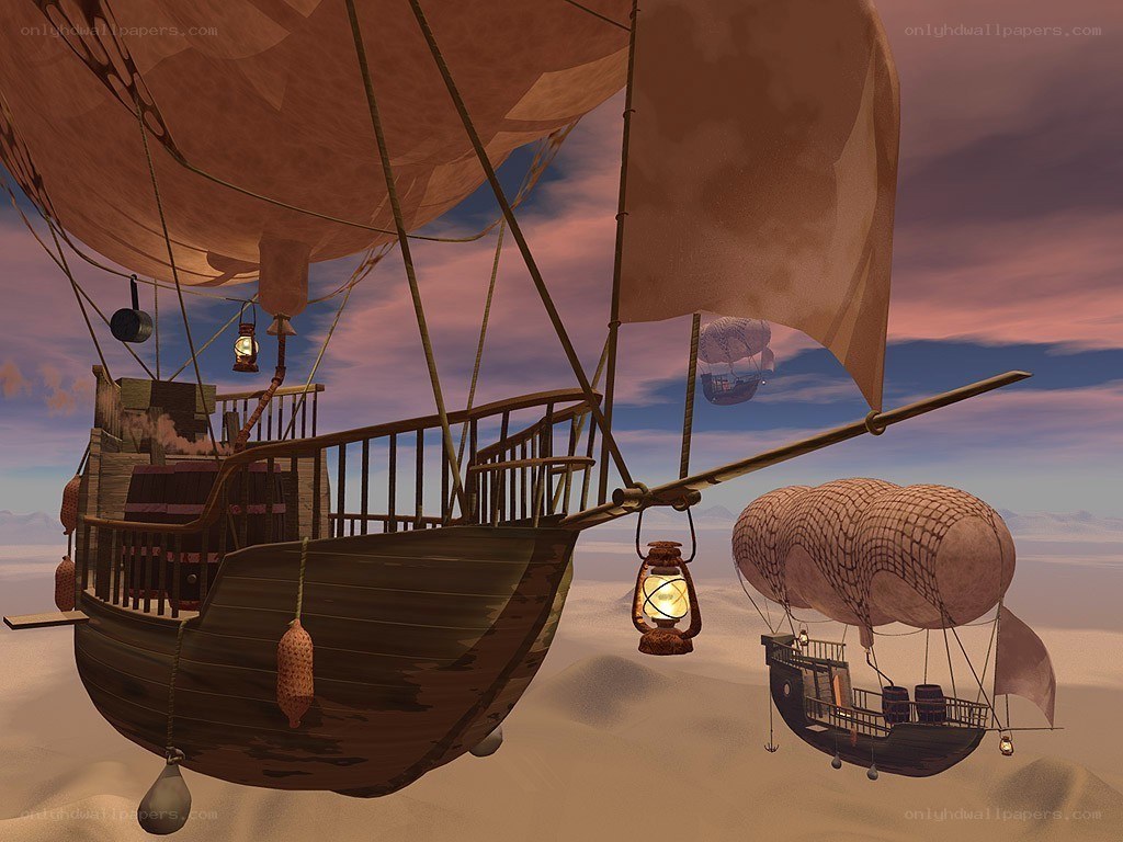 Airships over a desert