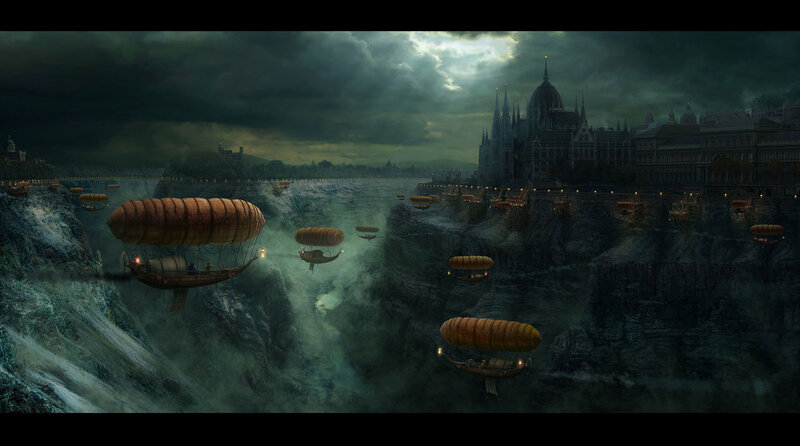 Airships over Canyon — Green