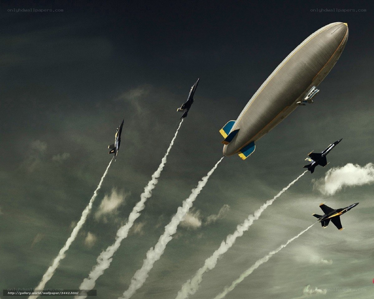 Airshow with Zeppelin and jets