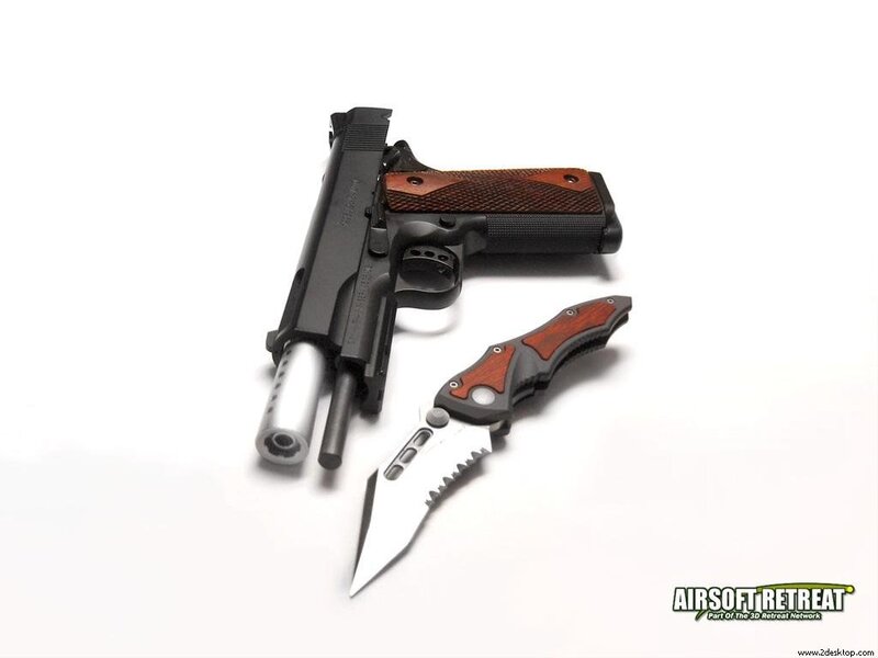 Airsoft Gun and Knife — White