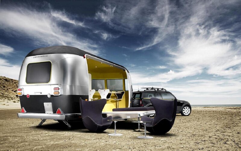 Airstream Trailer on Beach — Silver