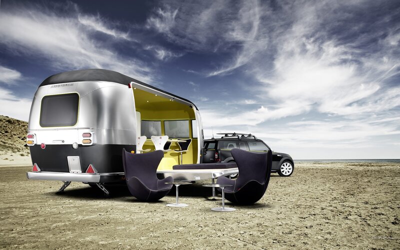 Airstream trailer on beach