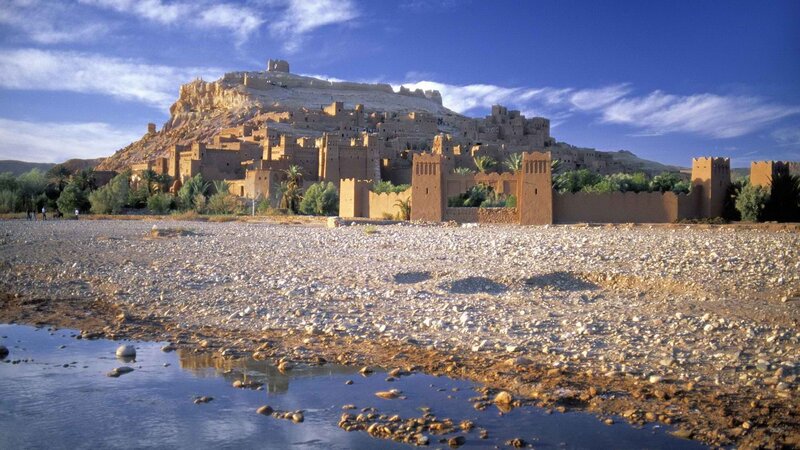 Ait Benhaddou Kasbah — Blue, Serene, Afternoon, Photograph