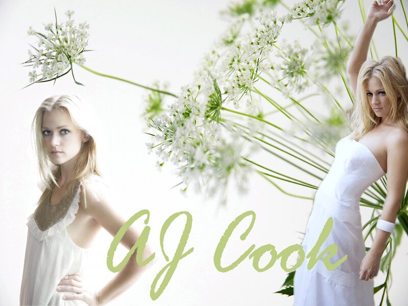 AJ Cook in white dress