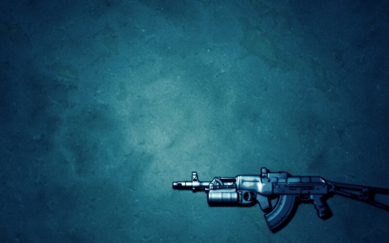 AK-47 on blue background