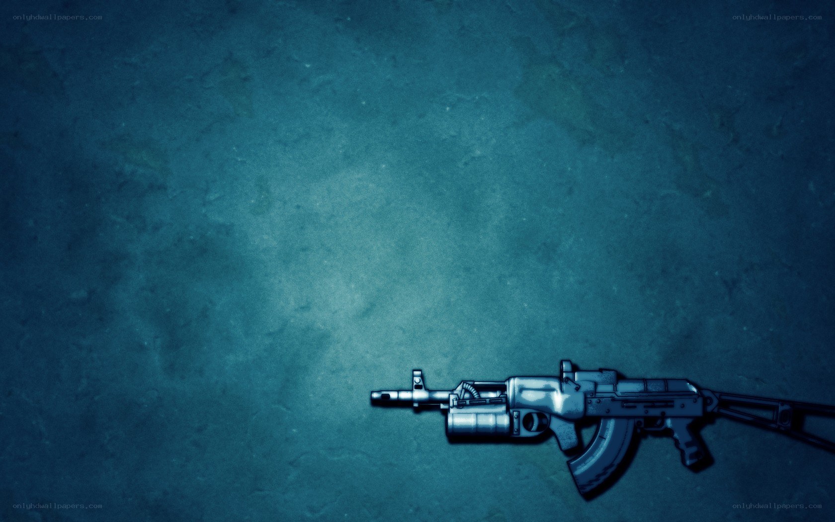 AK-47 on blue background