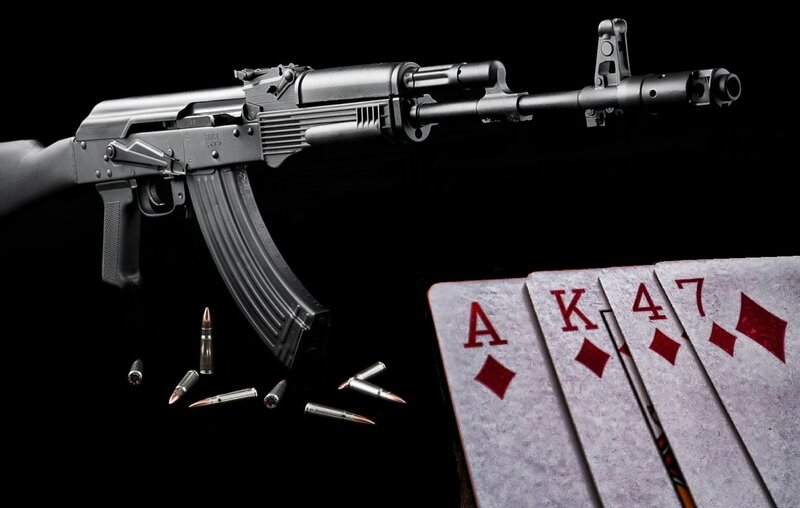 AK-47 Rifle and Cards