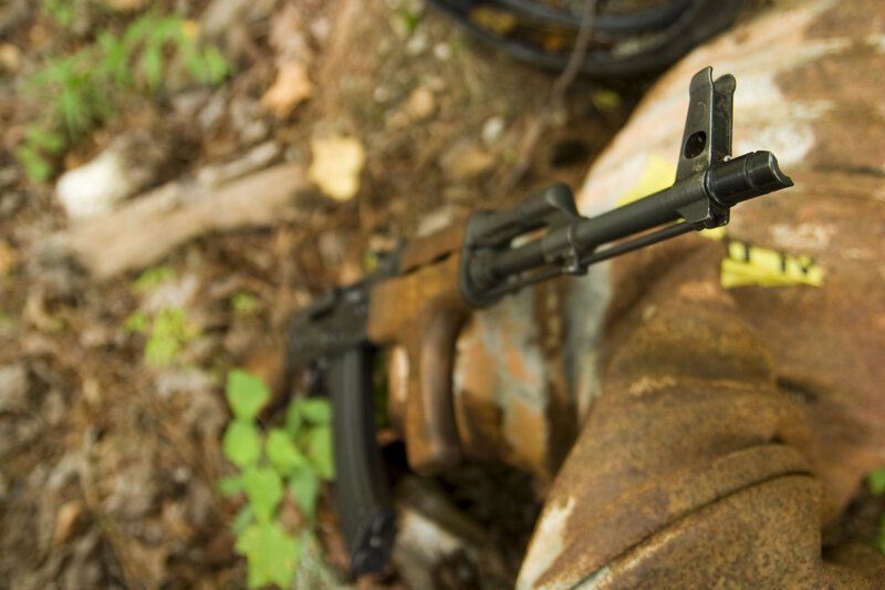 AK-47 rifle in forest
