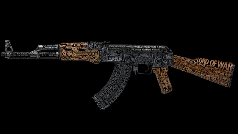 AK-47 Rifle Made of Text